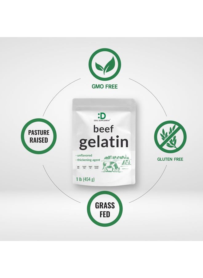 DEAL SUPPLEMENT Unflavored Beef Gelatin Powder, 1lb – Grass Fed & Pasture Raised Bovine – Natural Thickener & Stabilizer for Cooking & Baking – High Collagen Protein Source – Non-GMO, Keto Friendly - Image 3